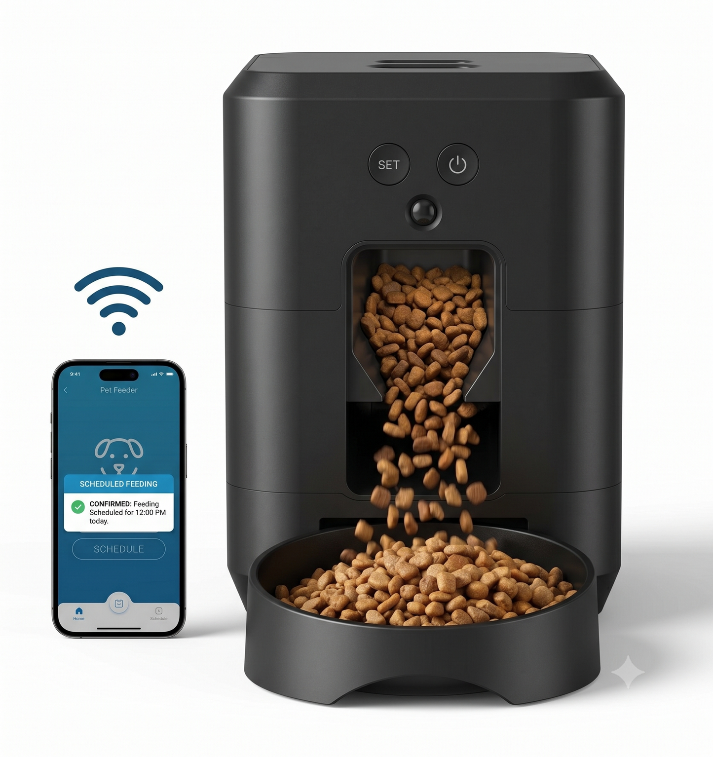 Smart WiFi Automatic Pet Feeder – App-Controlled Cat & Dog Food Dispenser with Timed Scheduling