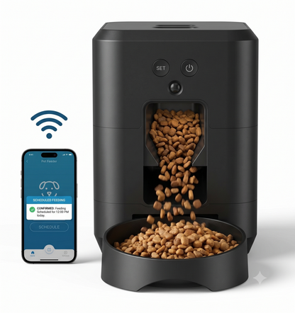 Smart WiFi Automatic Pet Feeder – App-Controlled Cat & Dog Food Dispenser with Timed Scheduling