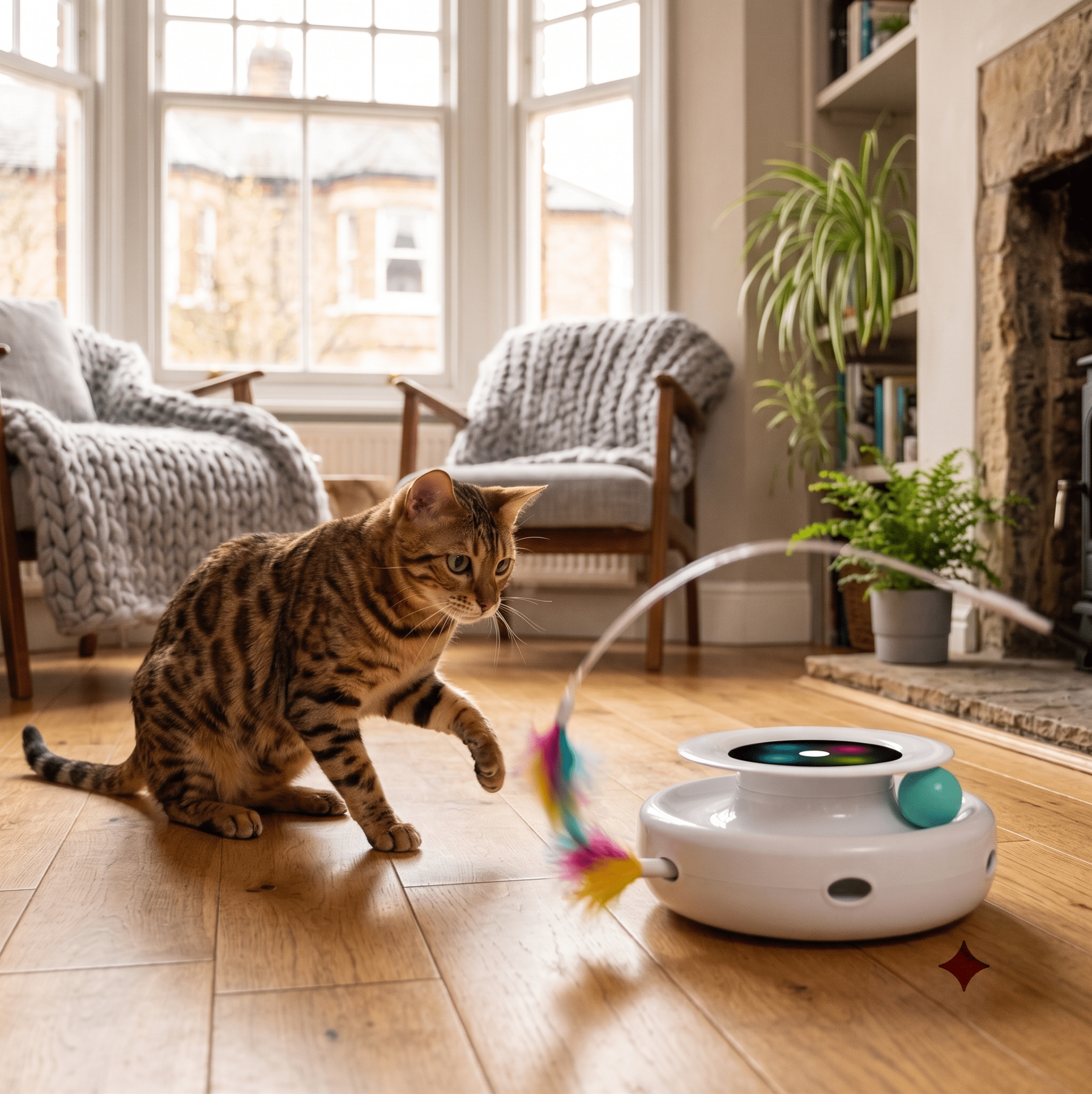 2-in-1 Smart Interactive Cat Toy — Automatic Feather Wand & Fun Ball, 5 Play Modes - The Big Pet Shop