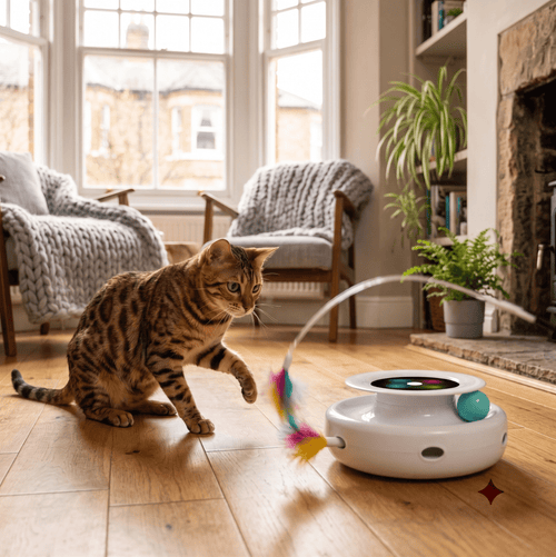 2-in-1 Smart Interactive Cat Toy — Automatic Feather Wand & Fun Ball, 5 Play Modes - The Big Pet Shop