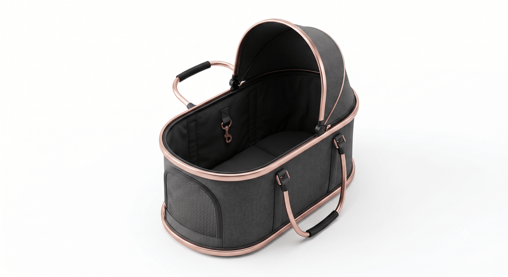3-in-1 Folding Pet Stroller with Detachable Carrier — Easy Lock Canopy, Safety Harness & Storage Basket for Dogs & Cats - The Big Pet Shop