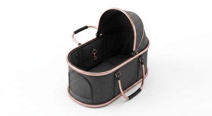 3-in-1 Folding Pet Stroller with Detachable Carrier — Easy Lock Canopy, Safety Harness & Storage Basket for Dogs & Cats