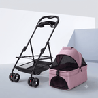 3-in-1 Folding Pet Stroller with Detachable Carrier — Easy Lock Canopy, Safety Harness & Storage Basket for Dogs & Cats - The Big Pet Shop
