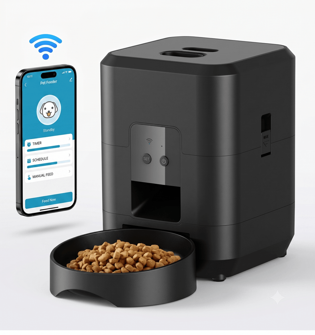 Smart WiFi Automatic Pet Feeder – App-Controlled Cat & Dog Food Dispenser with Timed Scheduling - The Big Pet Shop