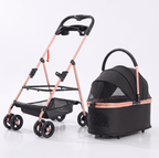 3-in-1 Folding Pet Stroller with Detachable Carrier — Easy Lock Canopy, Safety Harness & Storage Basket for Dogs & Cats - The Big Pet Shop