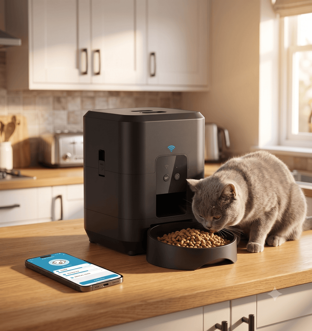 Smart WiFi Automatic Pet Feeder – App-Controlled Cat & Dog Food Dispenser with Timed Scheduling - The Big Pet Shop