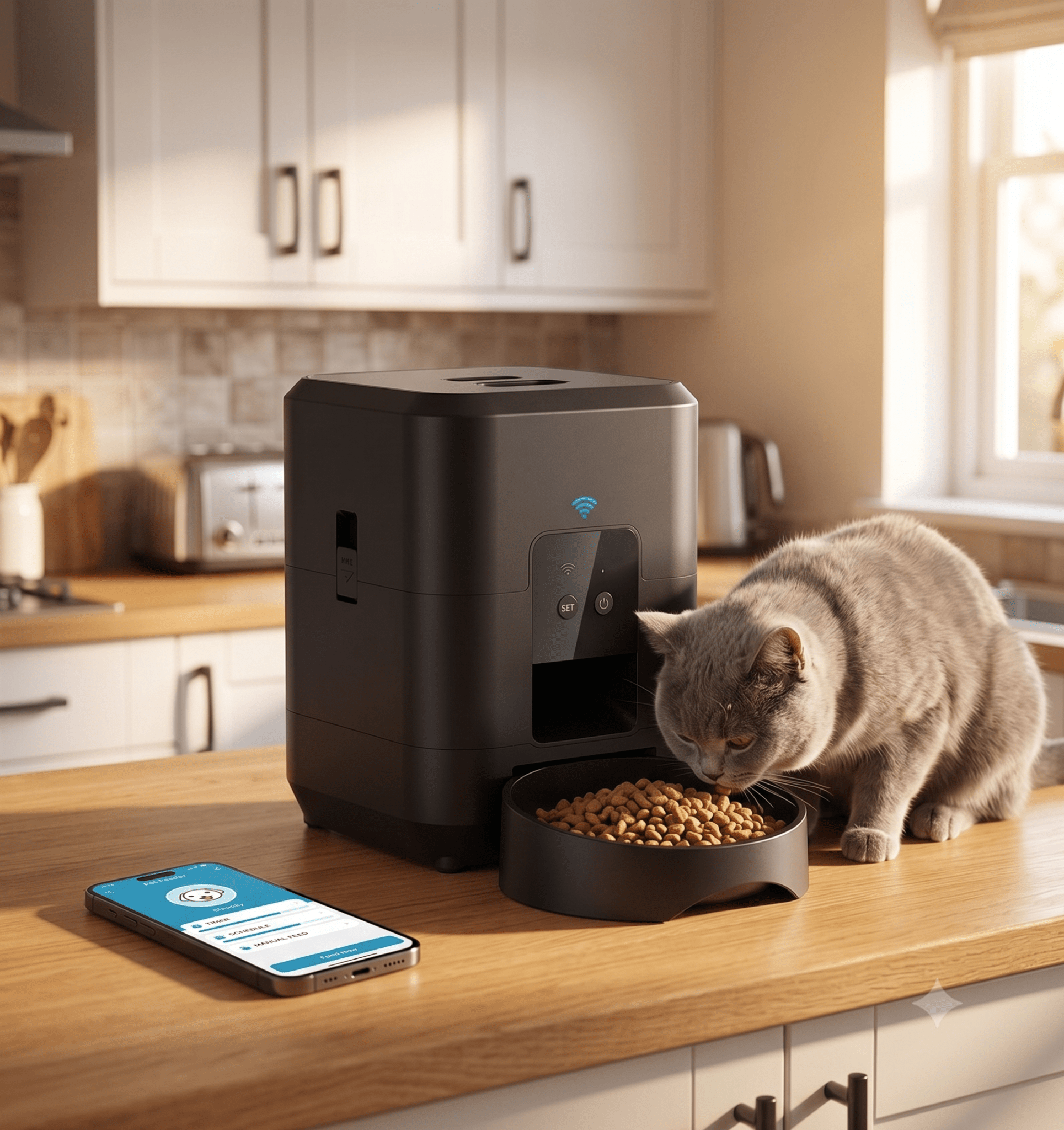 Smart WiFi Automatic Pet Feeder – App-Controlled Cat & Dog Food Dispenser with Timed Scheduling - The Big Pet Shop