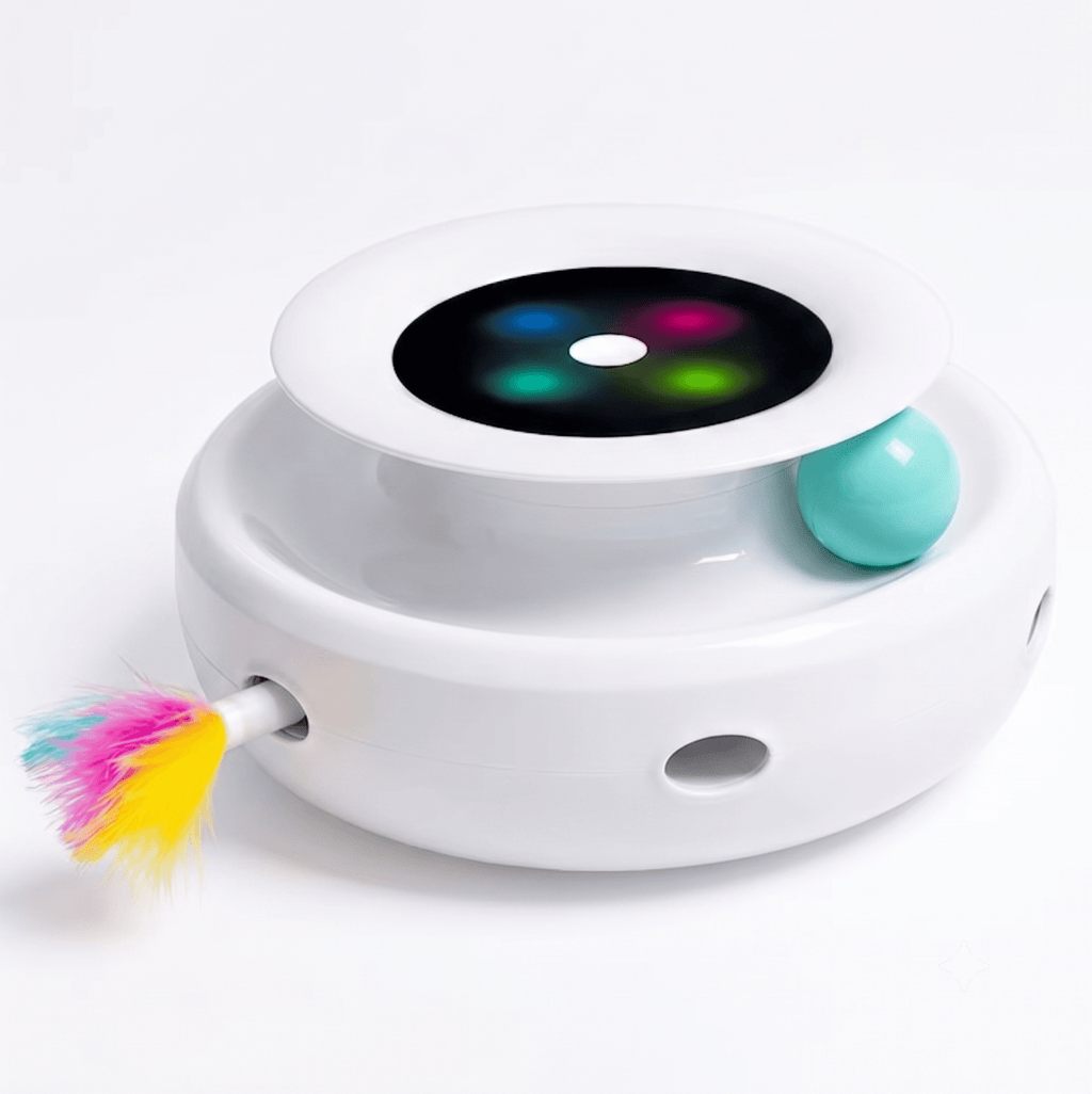2-in-1 Smart Interactive Cat Toy — Automatic Feather Wand & Fun Ball, 5 Play Modes - The Big Pet Shop