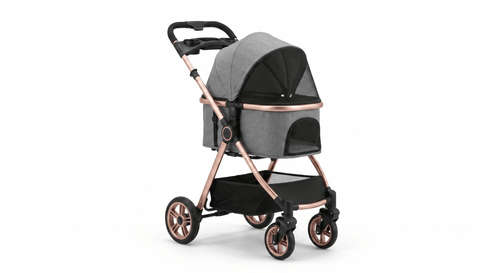 3-in-1 Folding Pet Stroller with Detachable Carrier — Easy Lock Canopy, Safety Harness & Storage Basket for Dogs & Cats - The Big Pet Shop