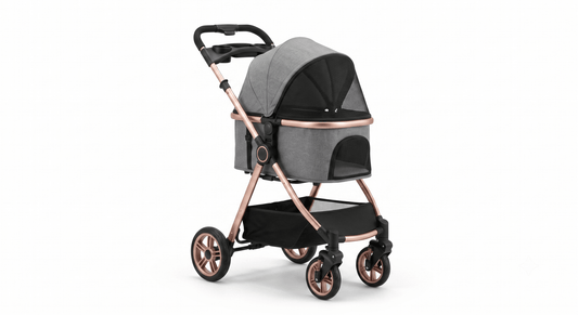3-in-1 Folding Pet Stroller with Detachable Carrier — Easy Lock Canopy, Safety Harness & Storage Basket for Dogs & Cats - The Big Pet Shop