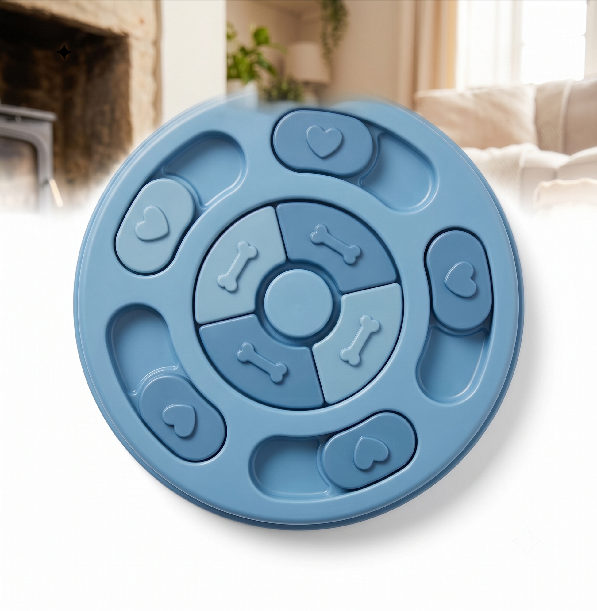 The Big Slow puzzle feeder bowl on white background, full product view