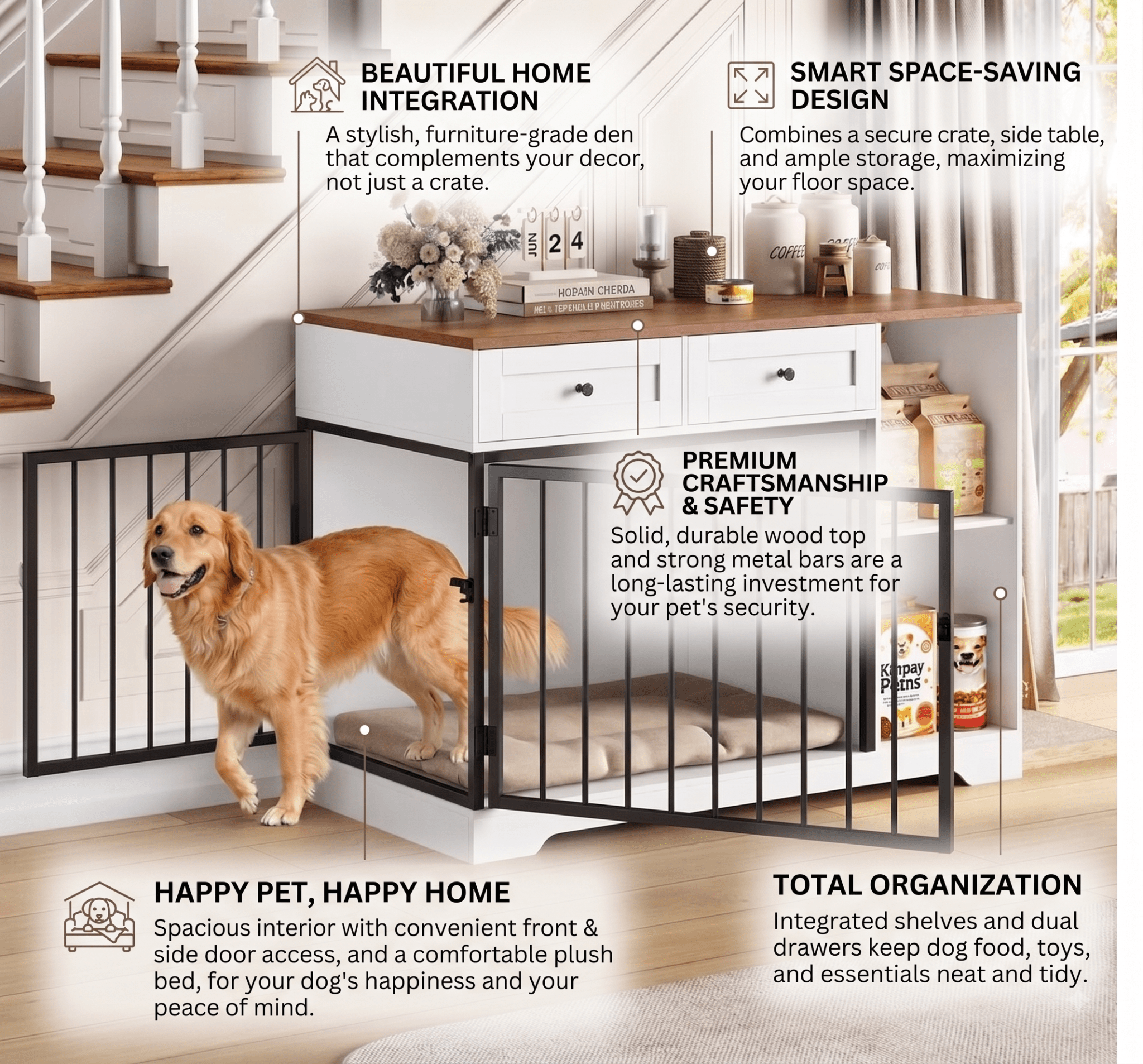The Big Den Pro — Wooden Dog Crate Furniture, Indoor Kennel & Side Table - The Big Pet Shop