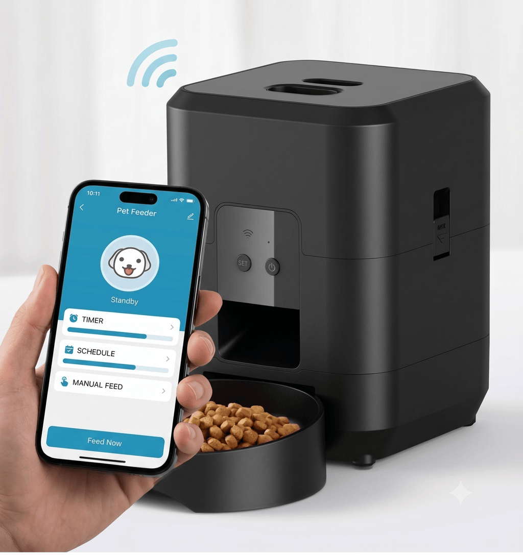 Smart WiFi Automatic Pet Feeder – App-Controlled Cat & Dog Food Dispenser with Timed Scheduling - The Big Pet Shop
