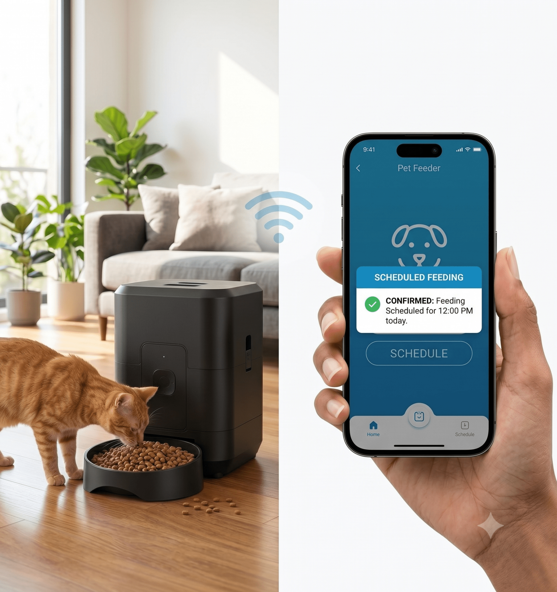 Smart WiFi Automatic Pet Feeder – App-Controlled Cat & Dog Food Dispenser with Timed Scheduling - The Big Pet Shop