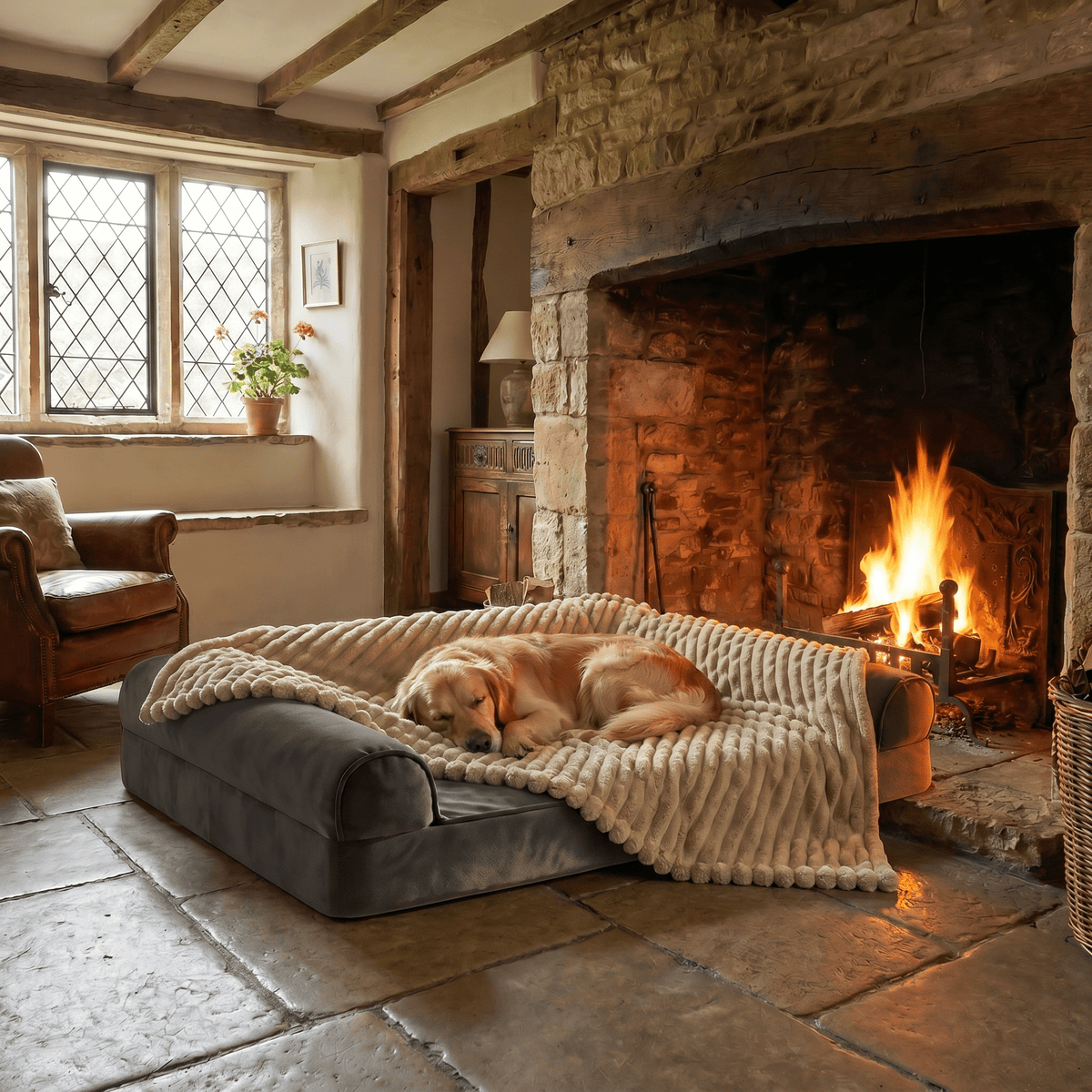 The Big Snuggle™ Luxury Ribbed Fleece Dog Blanket - The Big Pet Shop