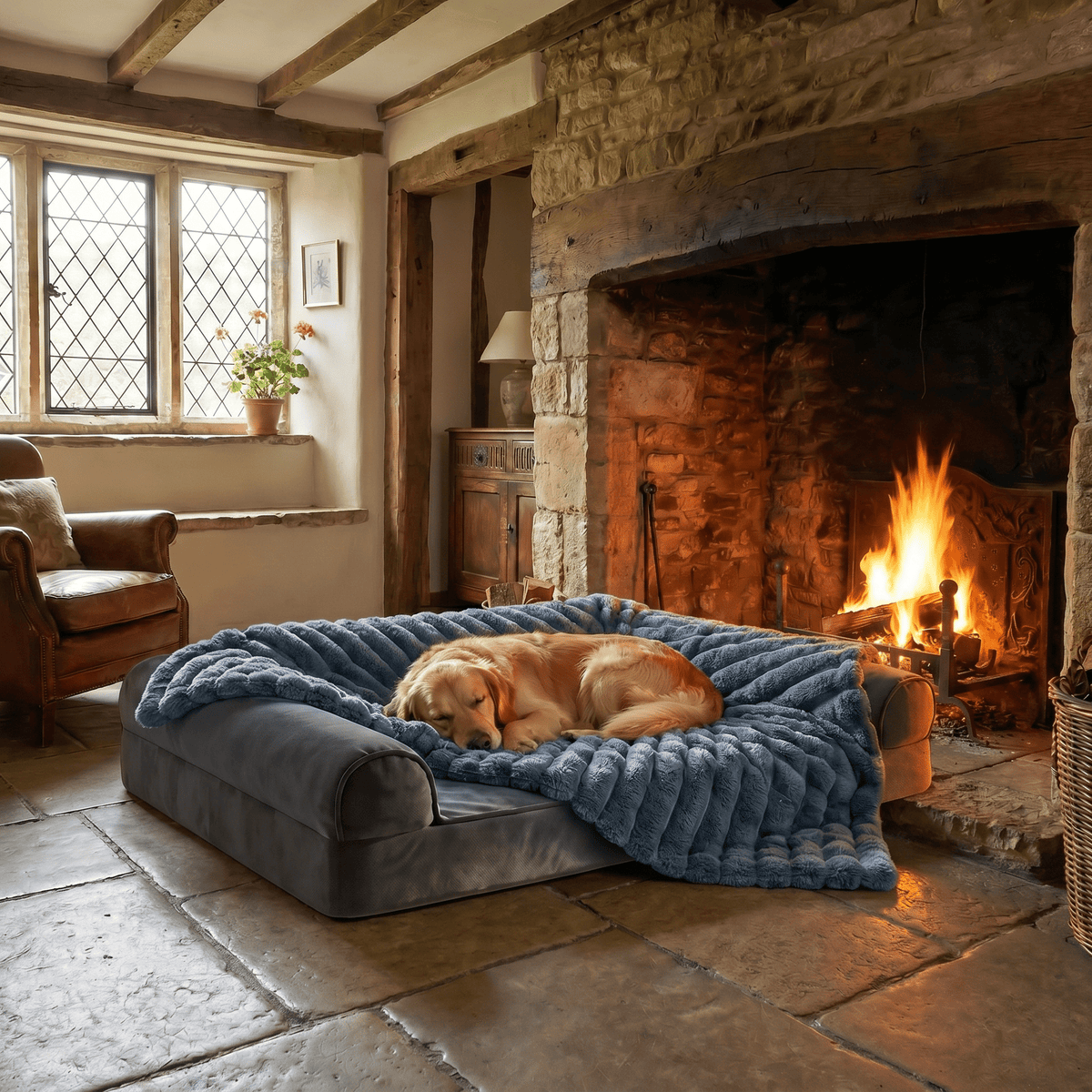 The Big Snuggle™ Luxury Ribbed Fleece Dog Blanket - The Big Pet Shop