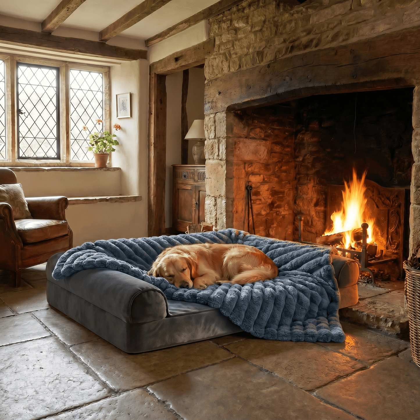 The Big Snuggle™ Luxury Ribbed Fleece Dog Blanket - The Big Pet Shop
