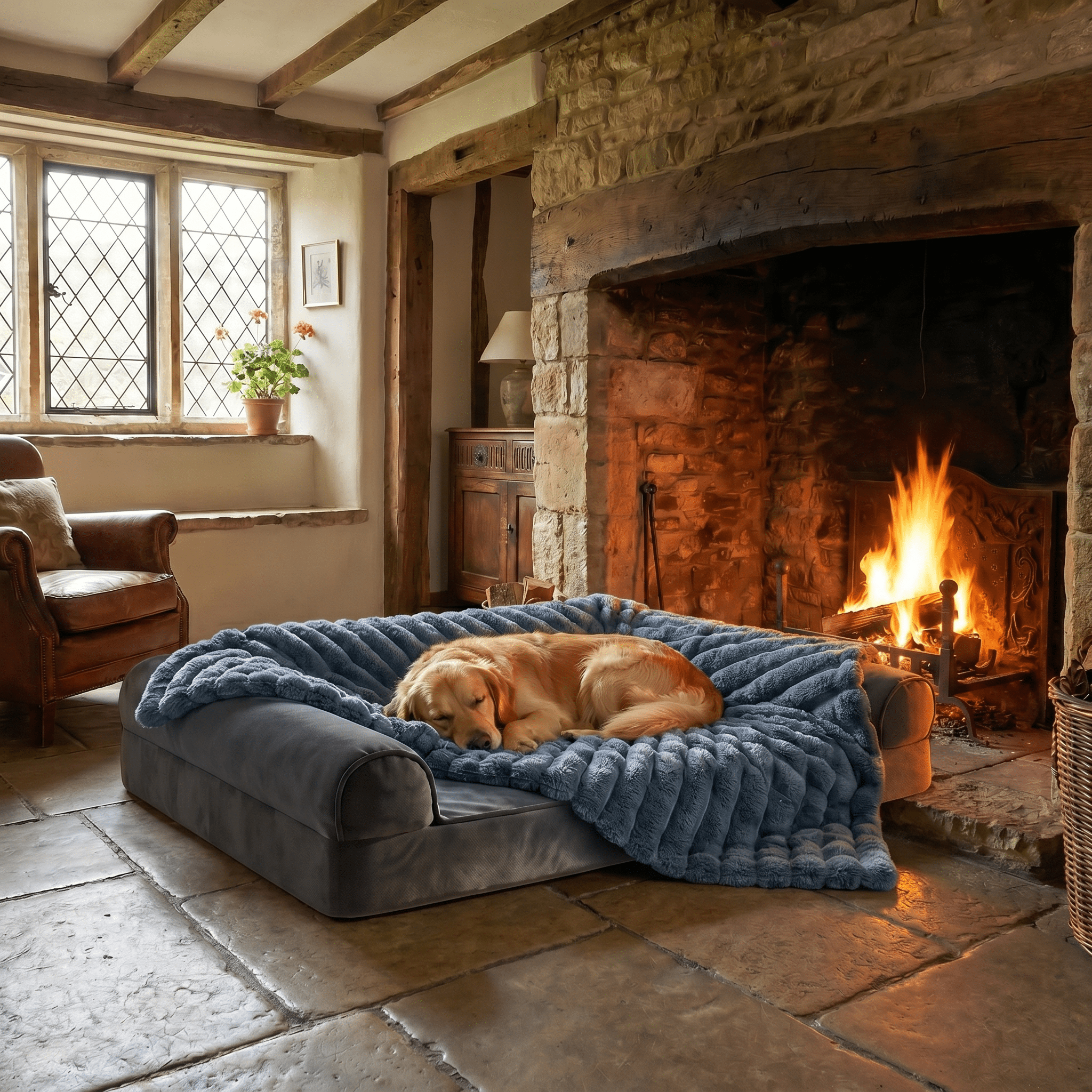 The Big Snuggle Luxury Ribbed Fleece Dog Blanket - The Big Pet Shop