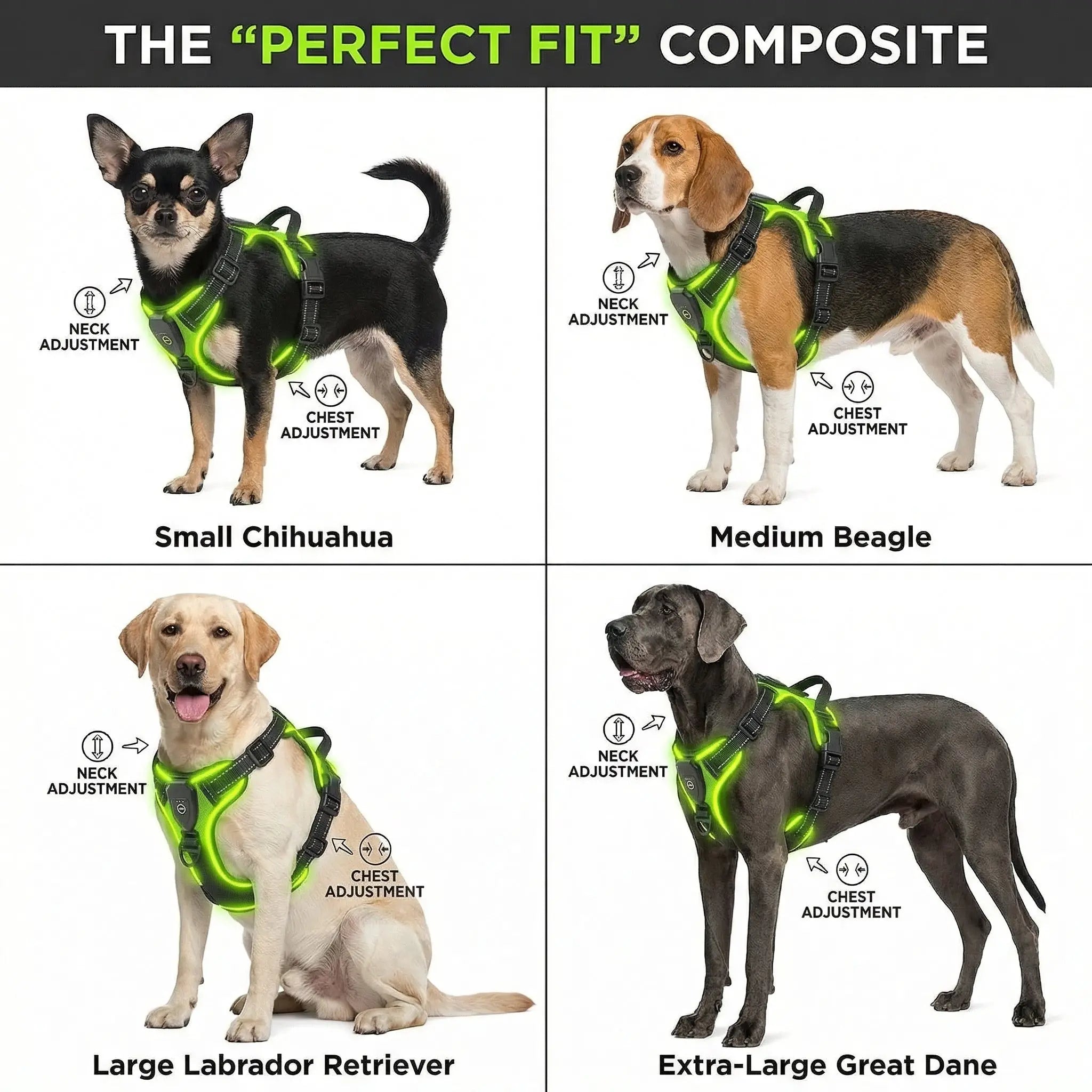 Glow Bright Dog Harness – Keep Your Dog Visible & Safe on Night Walks - The Big Pet Shop