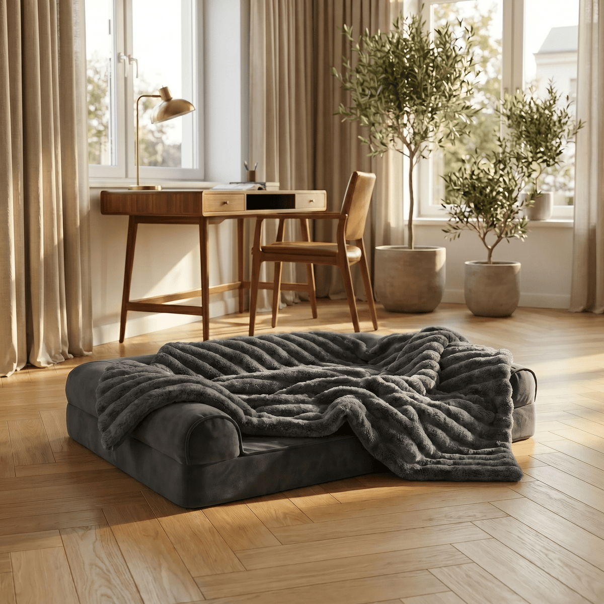 The Big Snuggle™ Luxury Ribbed Fleece Dog Blanket - The Big Pet Shop