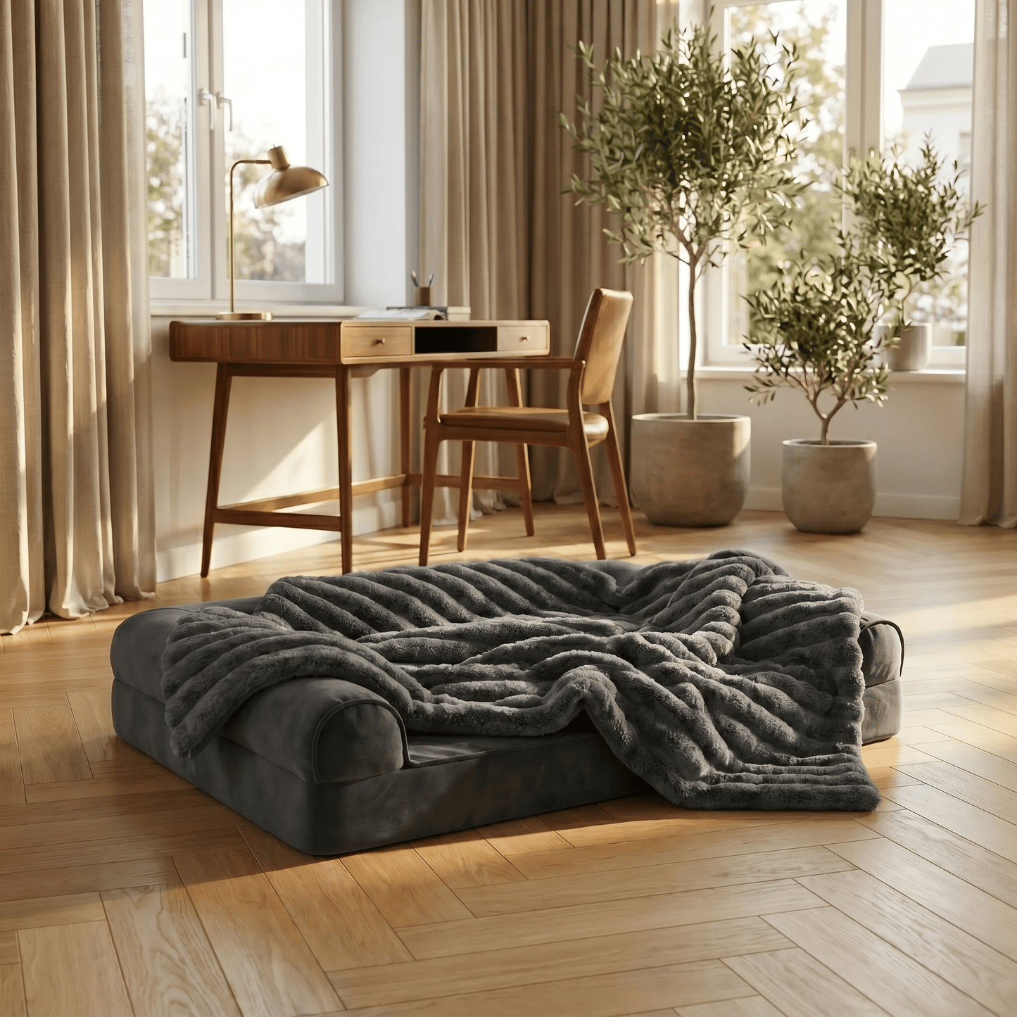 The Big Snuggle™ Luxury Ribbed Fleece Dog Blanket - The Big Pet Shop