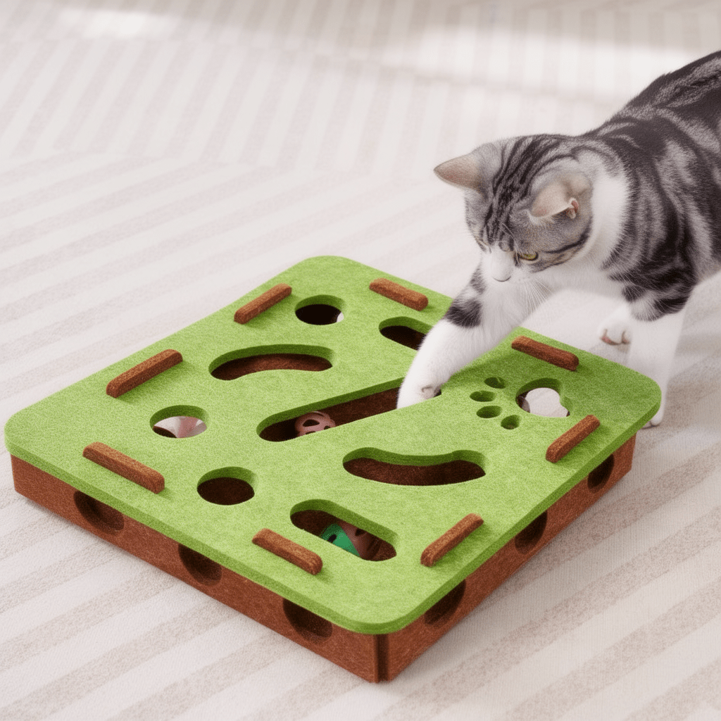 The Big Hunt — Felt Puzzle Feeder Box for Cats - The Big Pet Shop