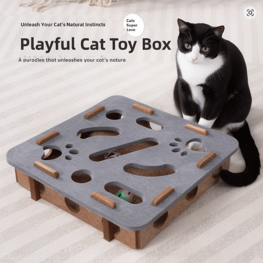 The Big Hunt — Felt Puzzle Feeder Box for Cats - The Big Pet Shop