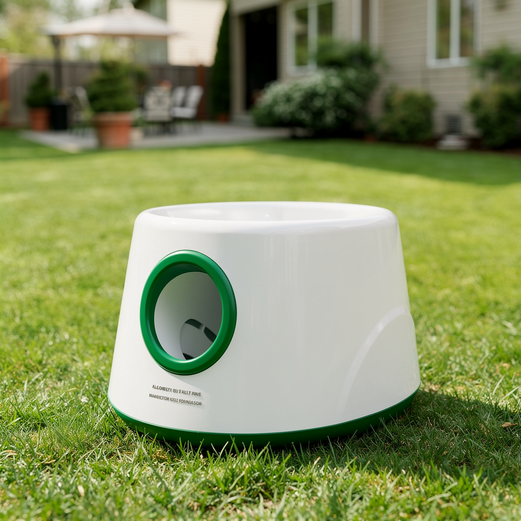 The Big Fetch automatic dog ball launcher in Green on grass