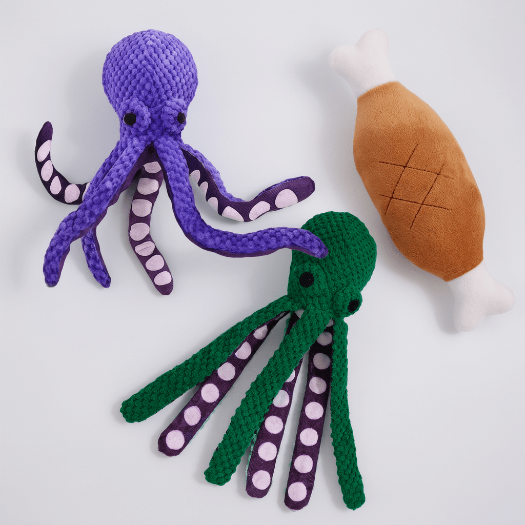 The Big Bundle — Octopus & Chicken Leg Plush Dog Toy Set - The Big Pet Shop