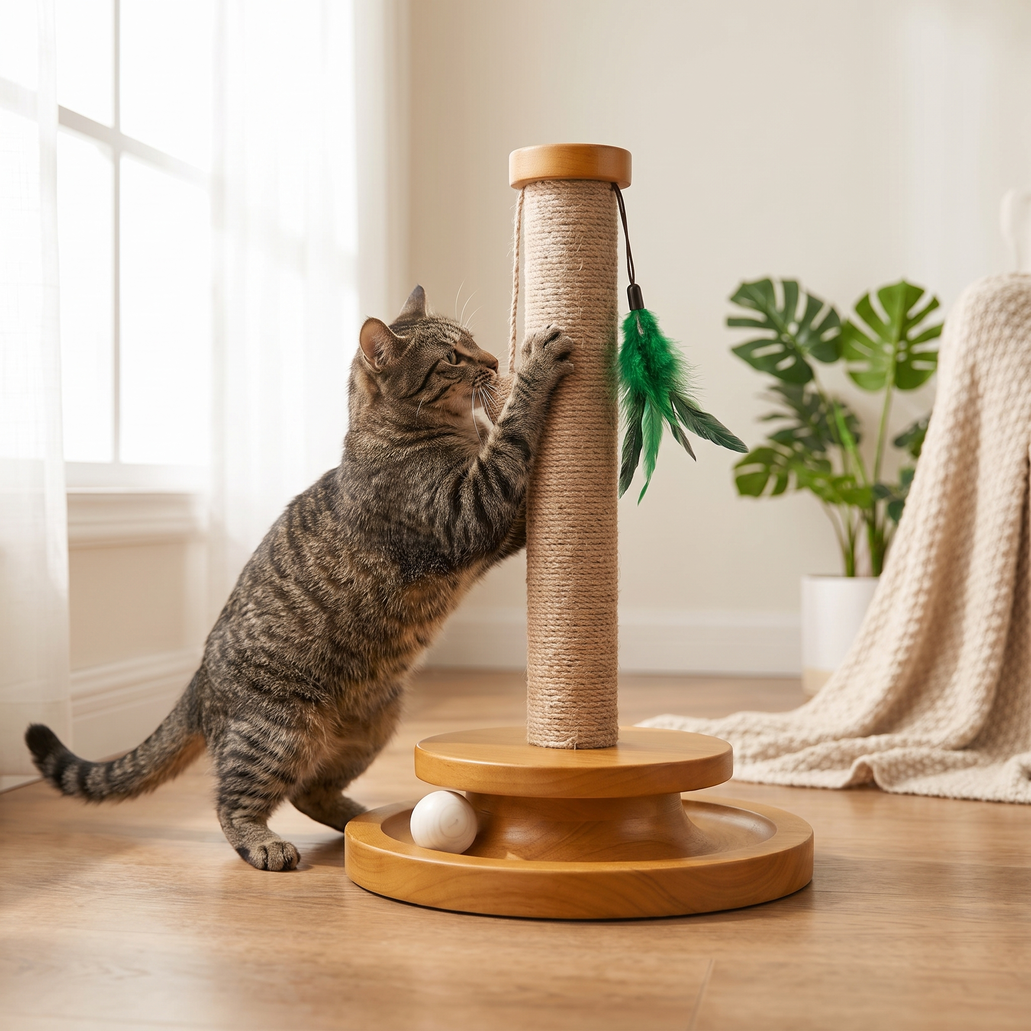 Cat scratching The Big Grab wooden cat scratching post