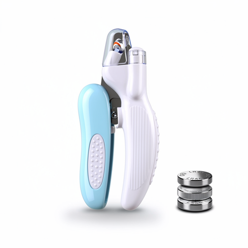 The Big Trim LED pet nail clipper in blue, studio hero shot