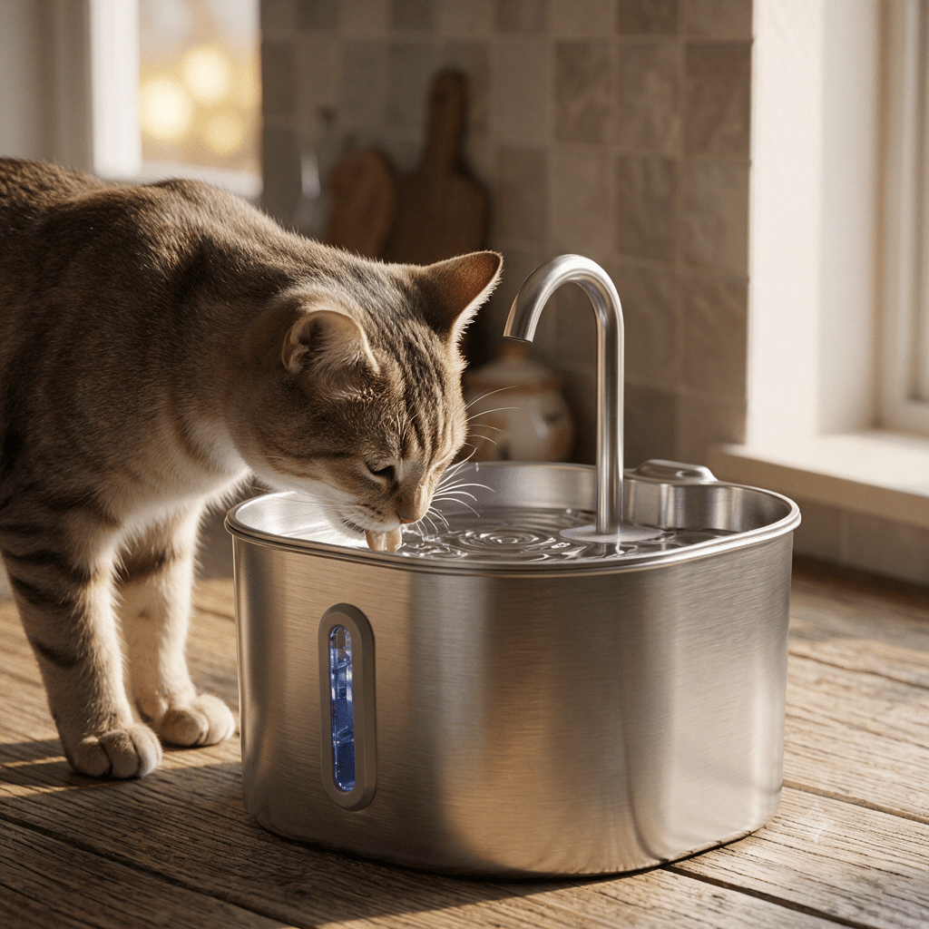 The Big Splash — Automatic Cat & Dog Water Fountain, Stainless Steel with Filter (2.2L) - The Big Pet Shop