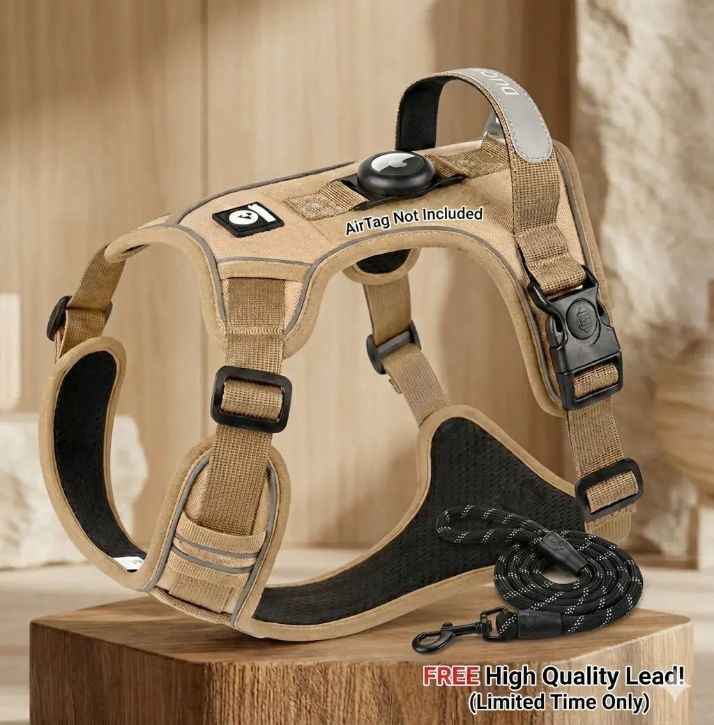 The Dorset Explorer™: No - Pull AirTag Safety Harness + FREE Matching heavy duty Lead (Launch Deal) - The Big Pet Shop